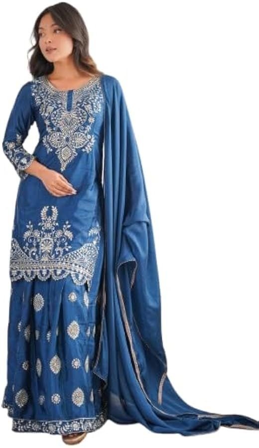 ISRL Enterprise Sharara Palazzo Suit Set with Heavy Embroidered Kurta