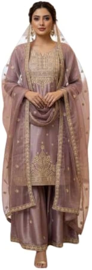 ISRL Enterprise Exclusive Handcrafted 3 Piece Palazzo Suit Set with Real