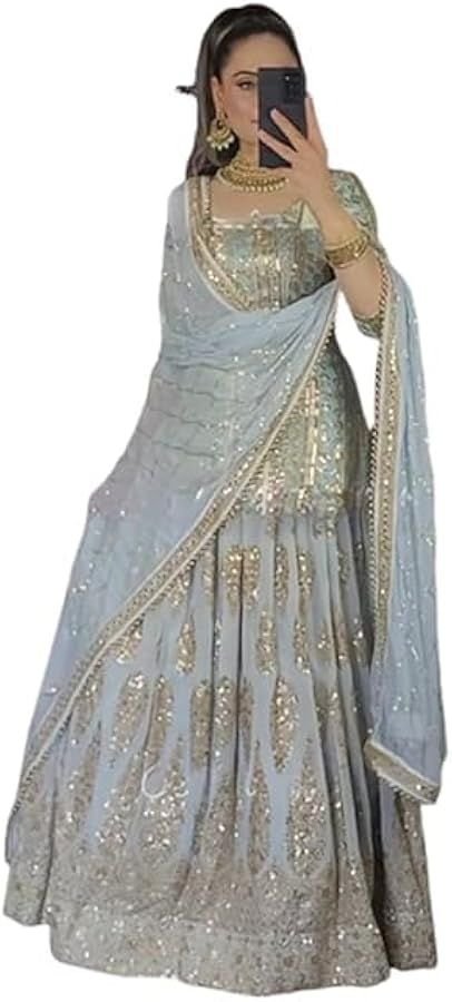 ISRL Enterprise Faux Georgette Lehenga Choli Set with Dupatta