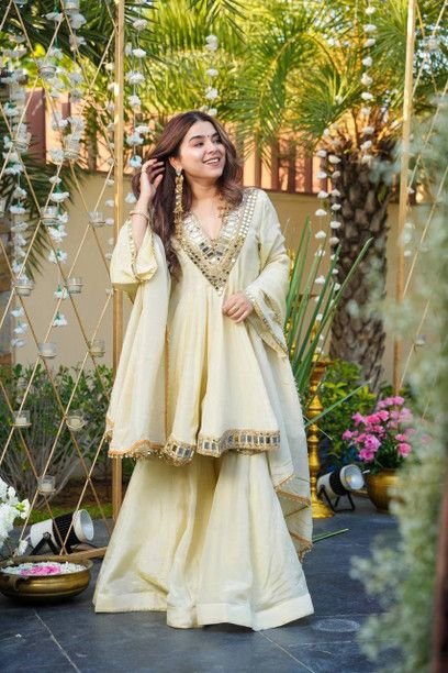 ISRL Enterprise Silk Blend Kurti Palazzo Dupatta Set