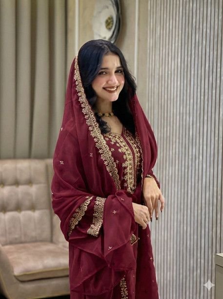 ISRL Enterprise Georgette Kurta Palazzo Dupatta Set
