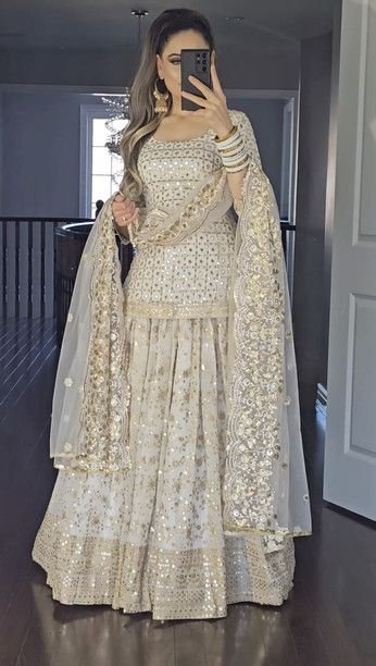 ISRL Enterprise Georgette Kurti Palazzo Dupatta Set