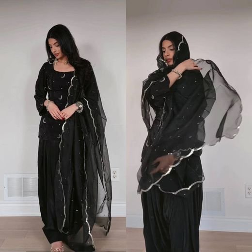 ISRL Enterprise Crepe Kurta Palazzo Dupatta Set