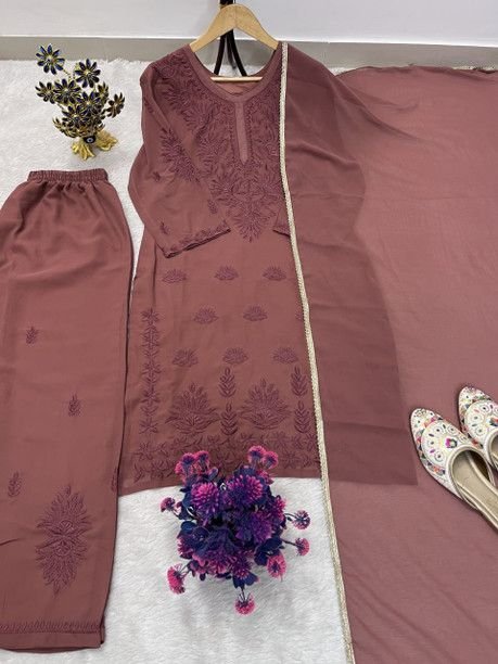 ISRL Enterprise Georgette Kurta Salwar Dupatta Set