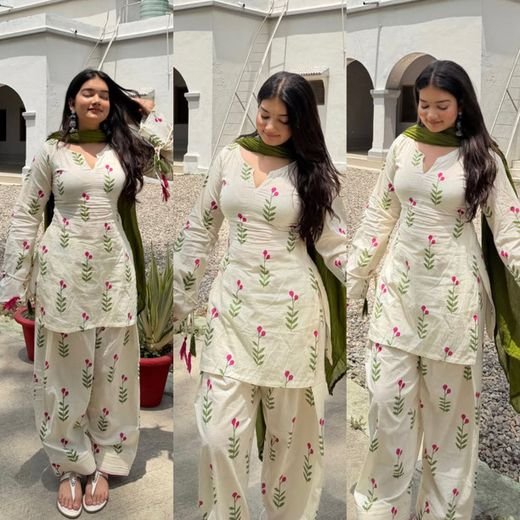 ISRL Enterprise Cotton Silk Kurta Salwar Dupatta Set