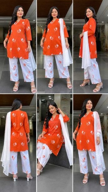 ISRL Enterprise Cotton Silk Kurta Pant Dupatta Set