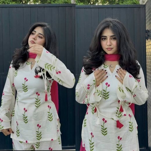 ISRL Enterprise Printed Kurta, Trouser/Pant & Dupatta Set